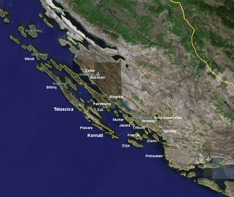 varen zeekaart Kroatie Kornati